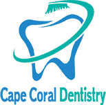 A stylized dental logo featuring a tooth with a swoosh design, representing a Cape Coral Dentist.